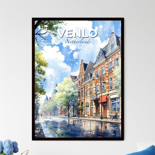 Venlo, Netherlands, A Poster of a street with buildings and trees on it Default Title