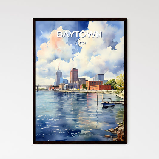 Baytown, Texas, A Poster of a water with a boat and buildings in the background Default Title