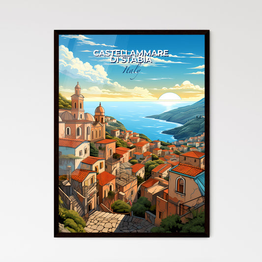 Castellammare Di Stabia, Italy, A Poster of a landscape of a town with a body of water and a sunny day Default Title
