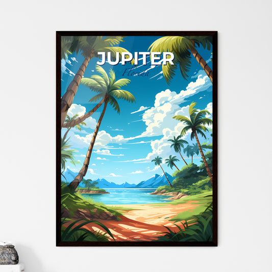 Jupiter, Florida, A Poster of a beach with palm trees and a body of water Default Title