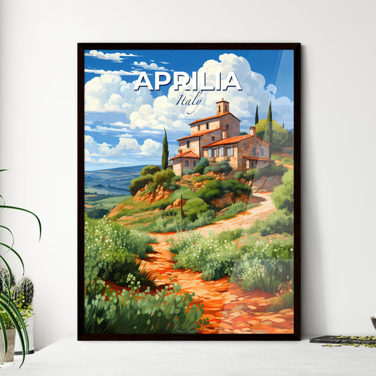 Aprilia, Italy, A Poster of a house on a hill with trees and bushes Default Title