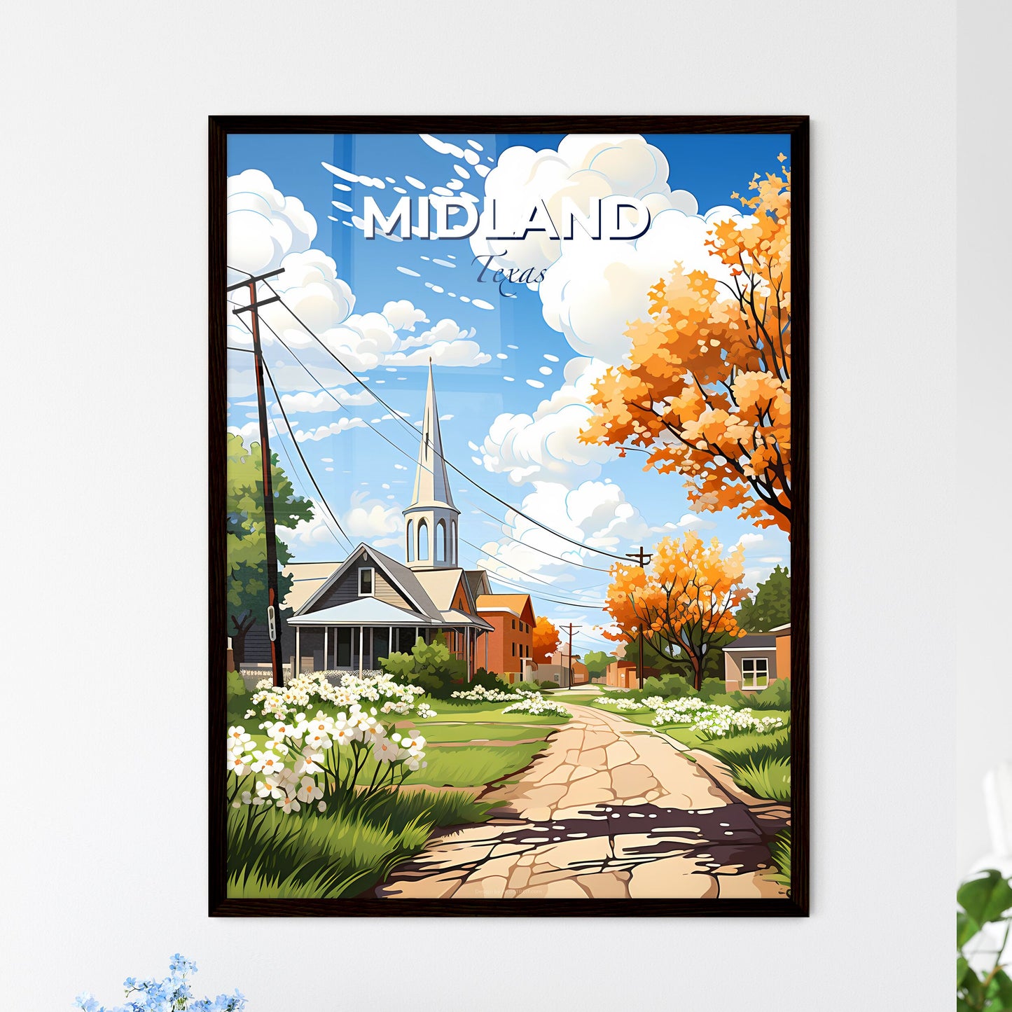 Midland, Texas, A Poster of a road with trees and a church in the background Default Title
