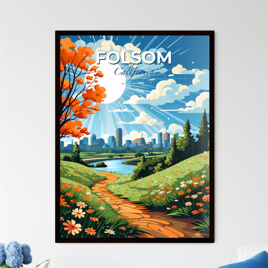Folsom, California, A Poster of a landscape with a path and a city in the background Default Title