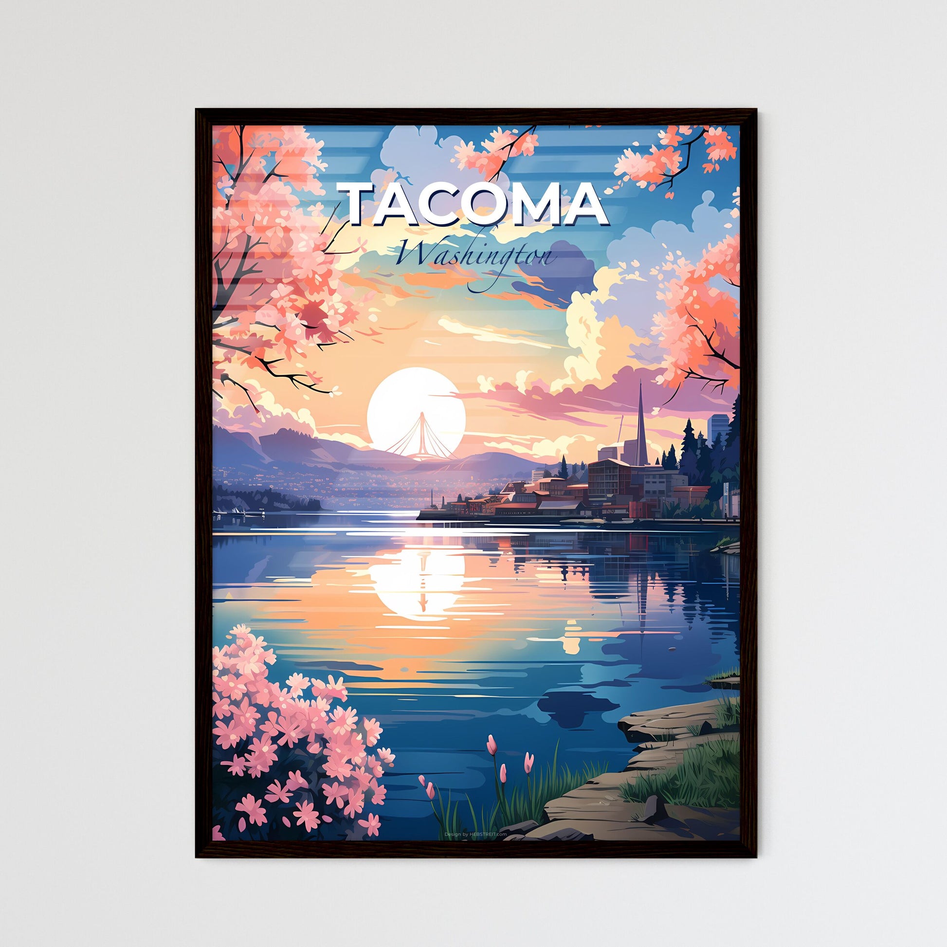 Tacoma, Washington, A Poster of a city next to a lake Default Title