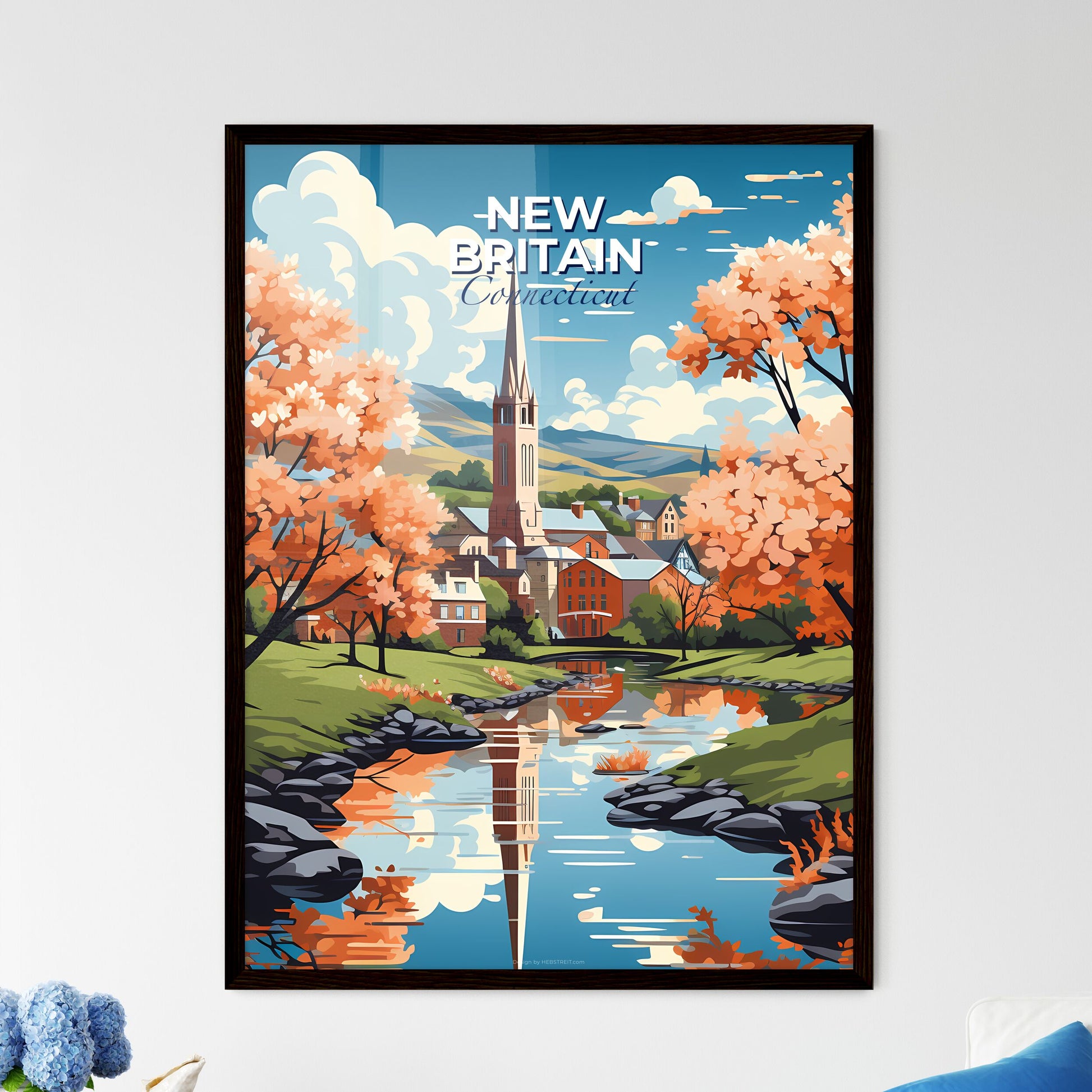 New Britain, Connecticut, A Poster of a river with trees and a church in the background Default Title