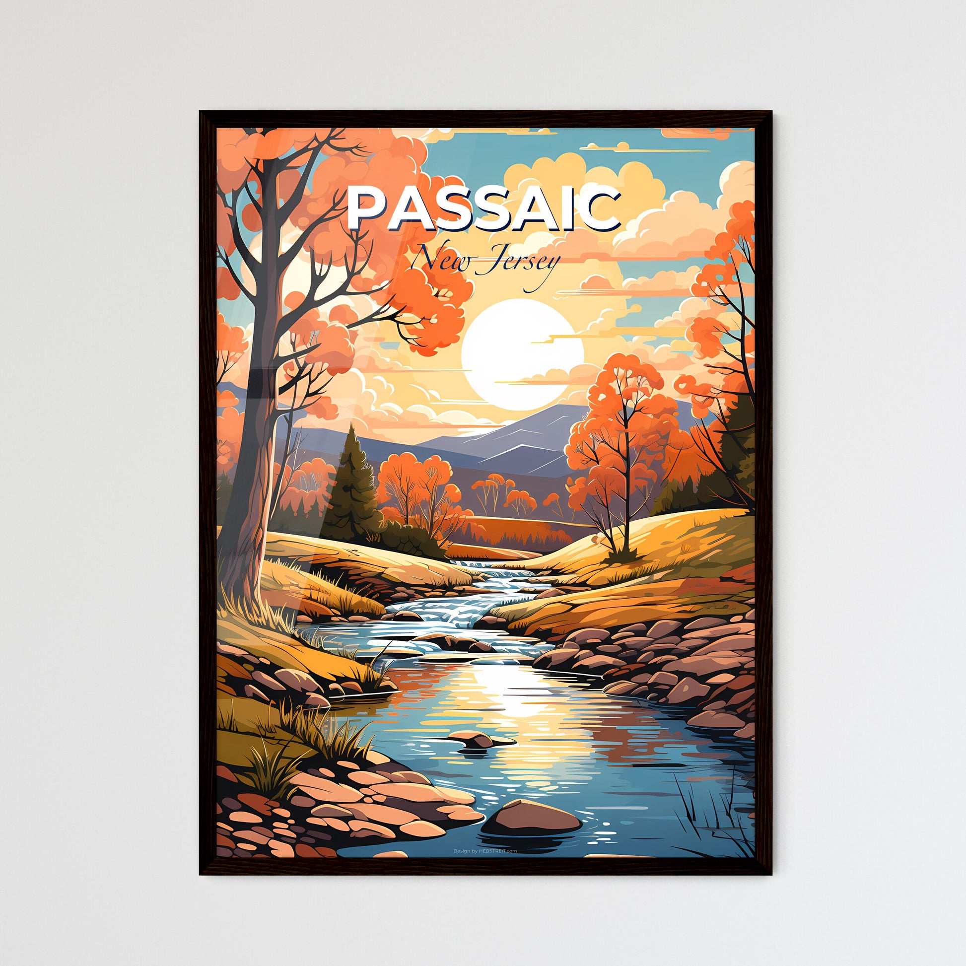 Passaic, New Jersey, A Poster of a river running through a valley with trees and mountains Default Title