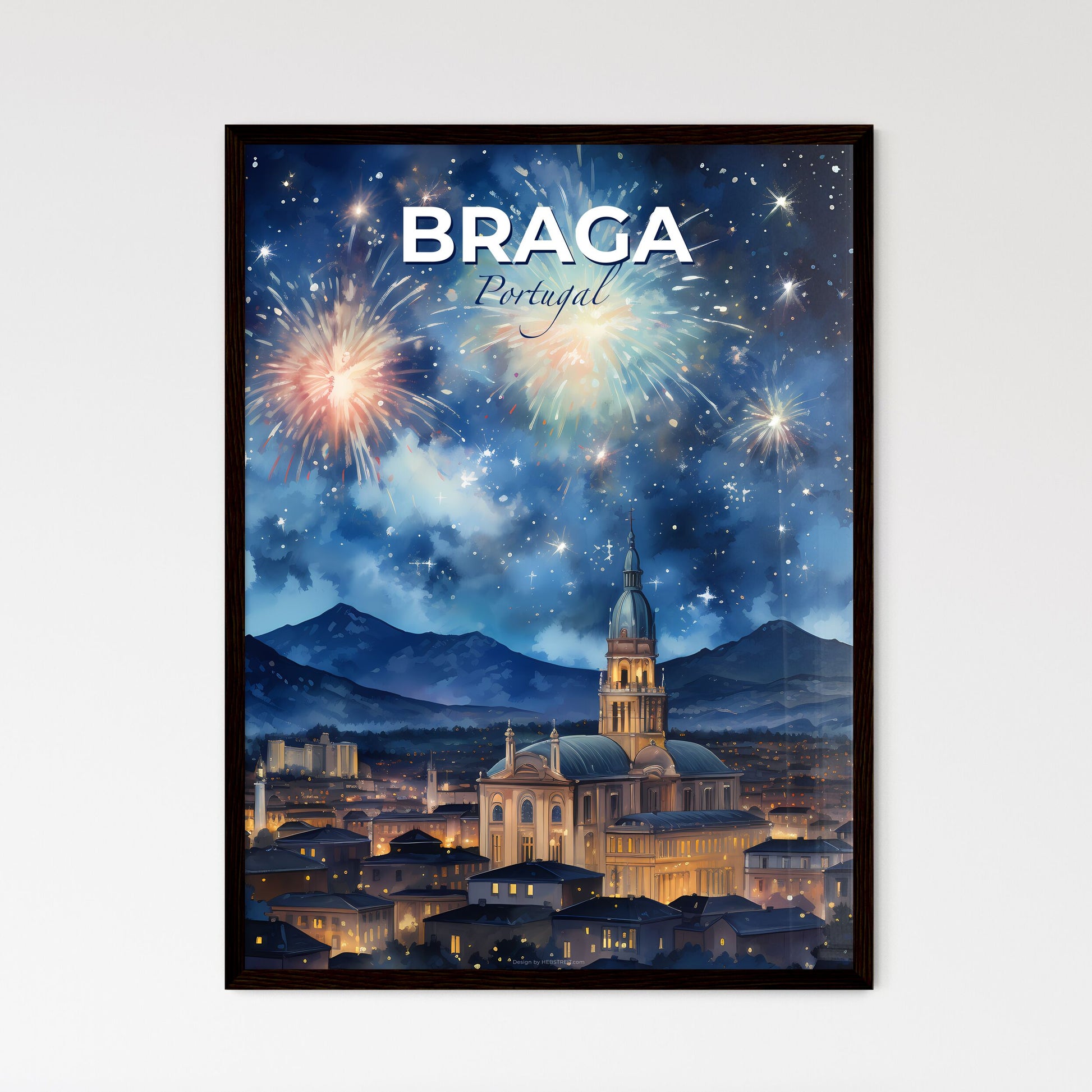 Braga, Portugal, A Poster of fireworks over a city Default Title