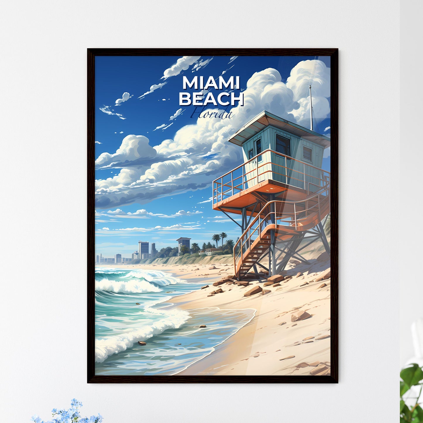 Miami Beach, Florida, A Poster of a lifeguard tower on a beach Default Title