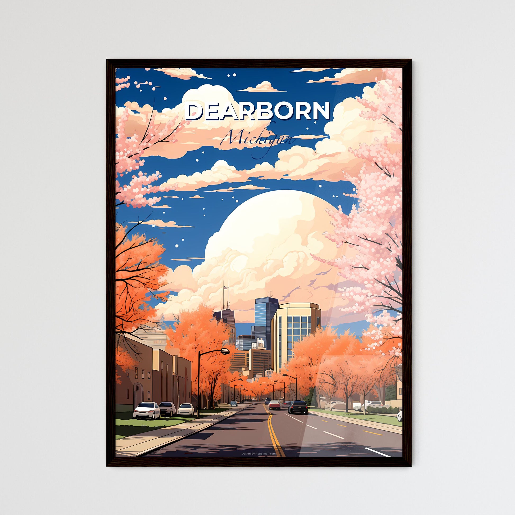 Dearborn, Michigan, A Poster of a road with trees and buildings in the background Default Title