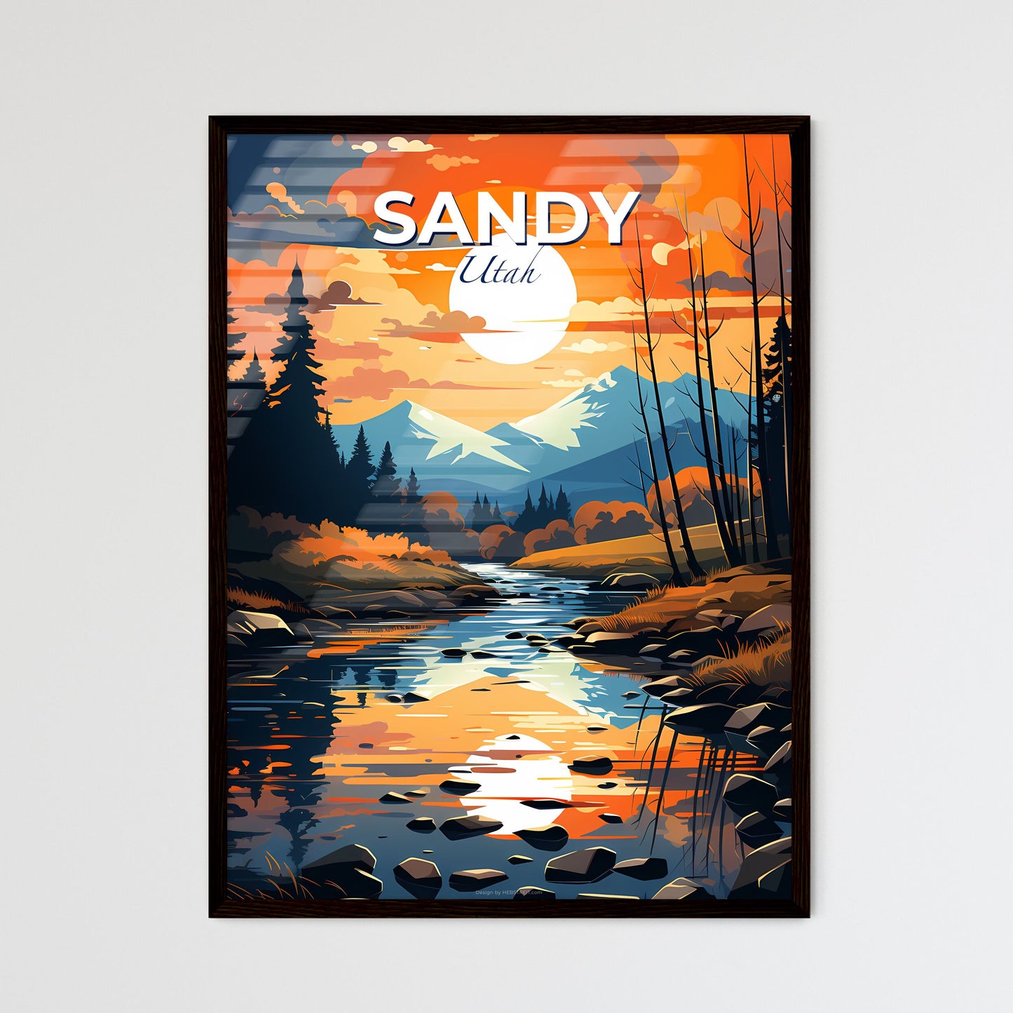 Sandy, Utah, A Poster of a river with trees and mountains in the background Default Title