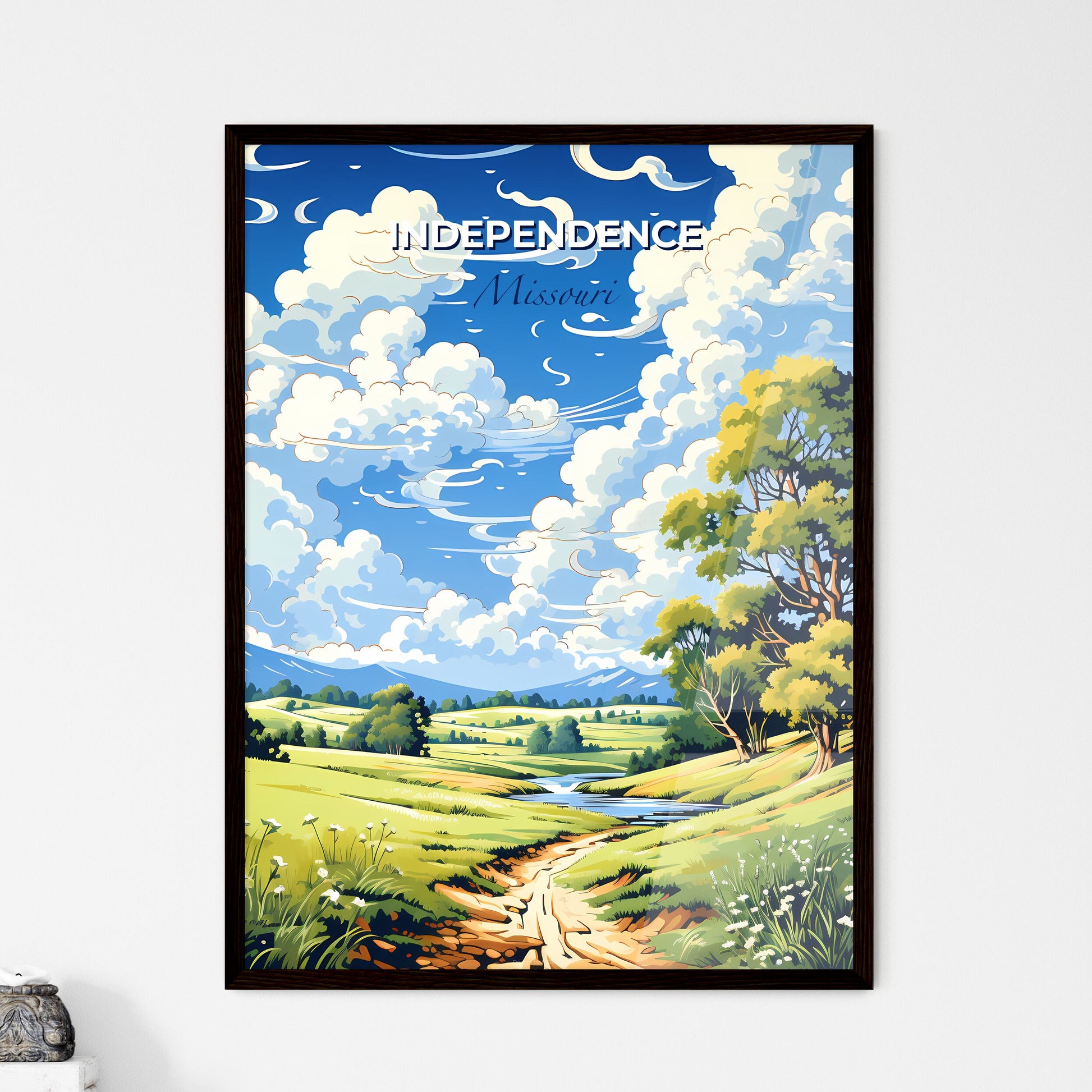 Independence, Missouri, A Poster of a landscape with a stream and trees Default Title
