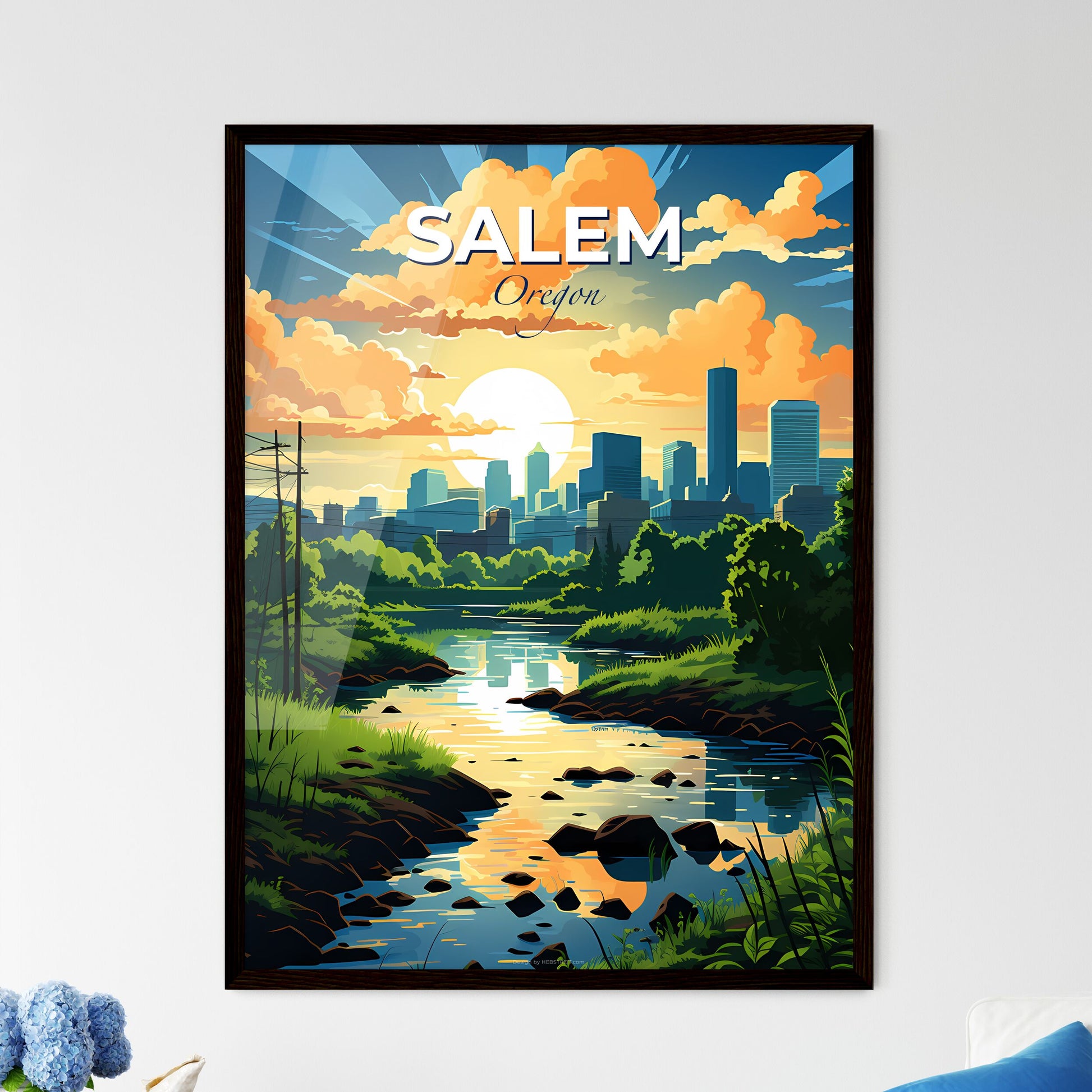 Salem, Oregon, A Poster of a river running through a city Default Title
