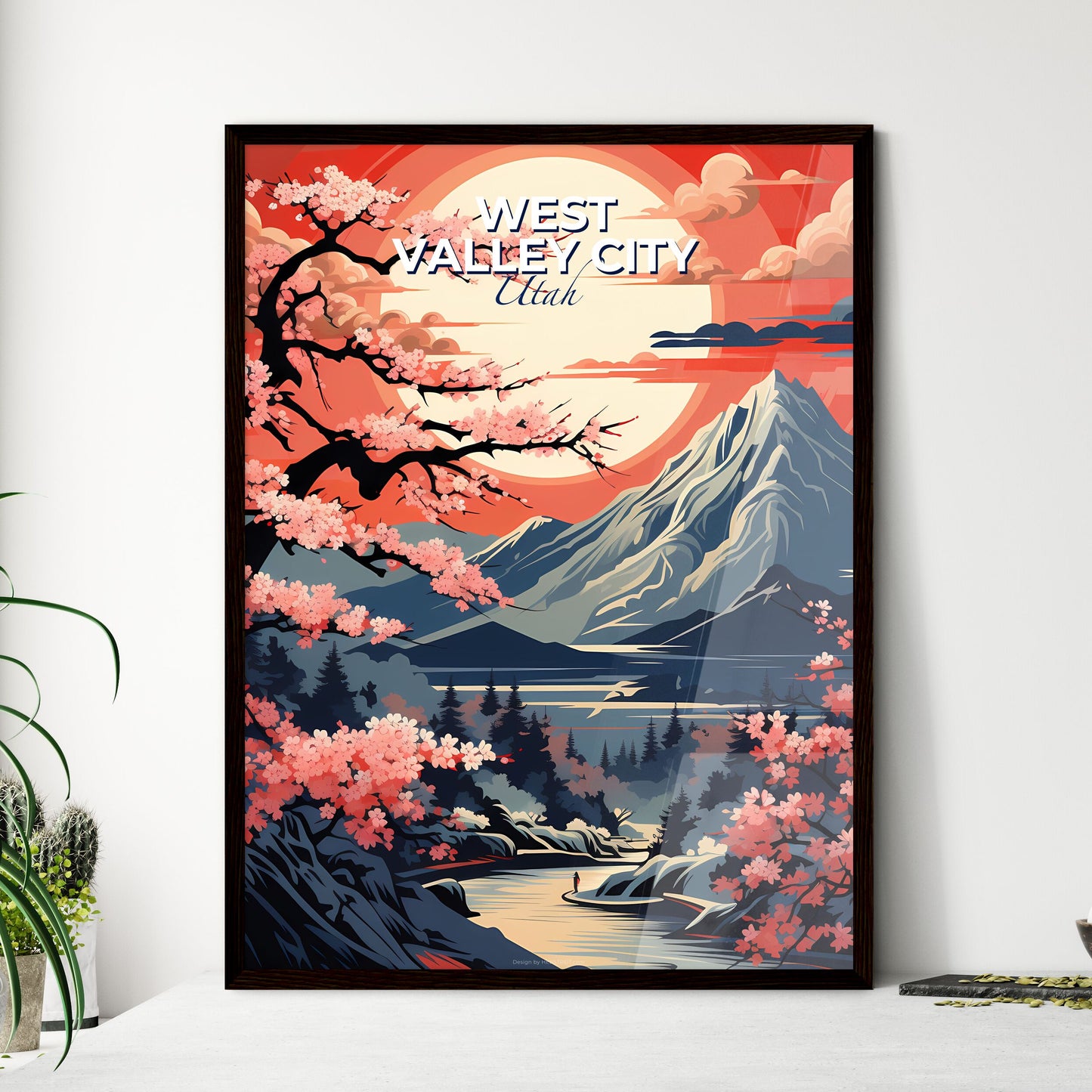 West Valley City, Utah, A Poster of a painting of a mountain river and trees Default Title