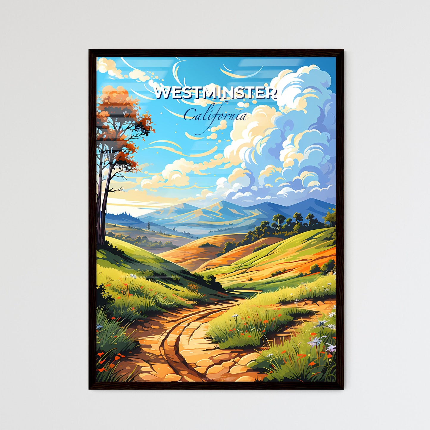 Westminster, California, A Poster of a landscape with a dirt road and trees Default Title