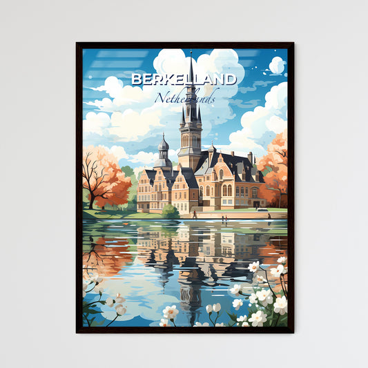 Berkelland, Netherlands, A Poster of a painting of a building with a tower and a lake Default Title