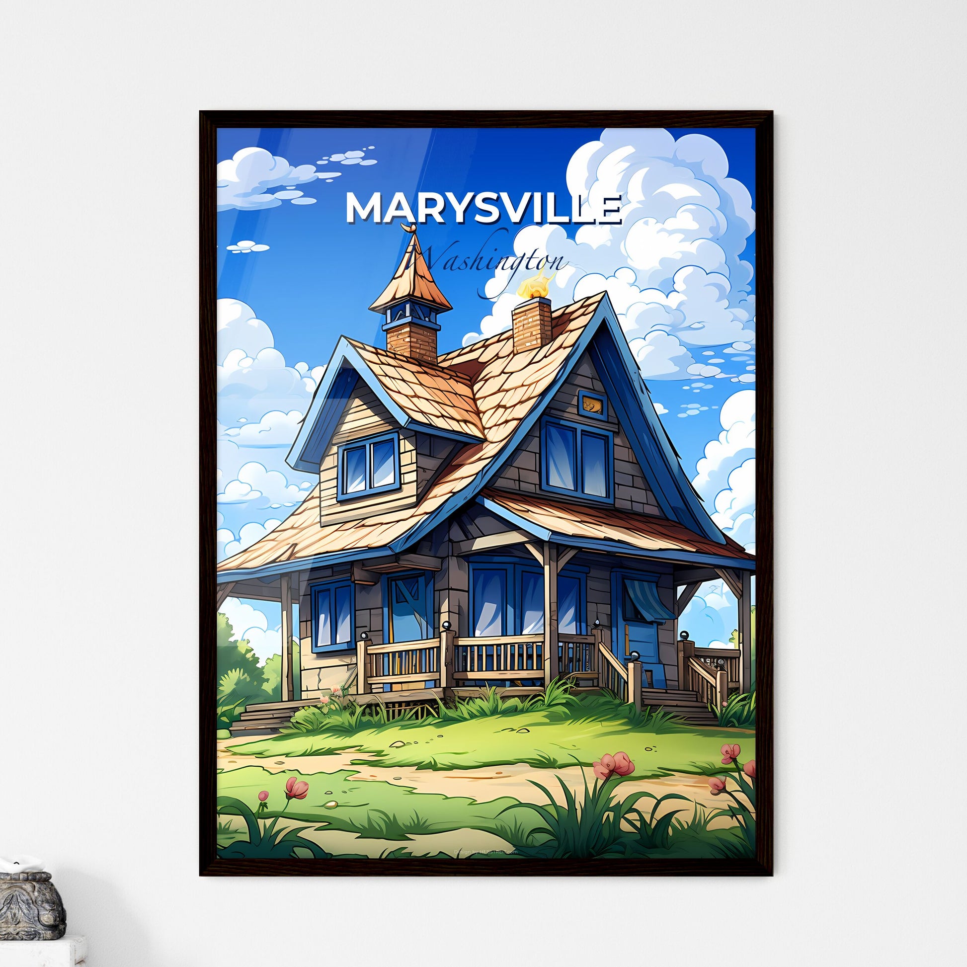 Marysville, Washington, A Poster of a cartoon house with a porch and a porch Default Title