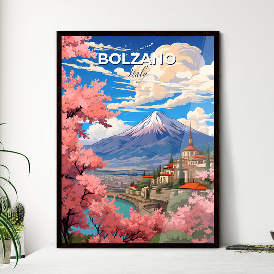 Bolzano, Italy, A Poster of a mountain with a city and trees Default Title