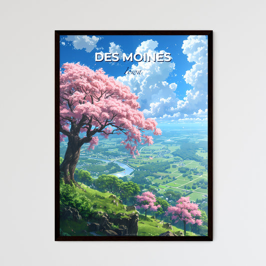Des Moines, Iowa, A Poster of a tree on a hill with pink flowers Default Title