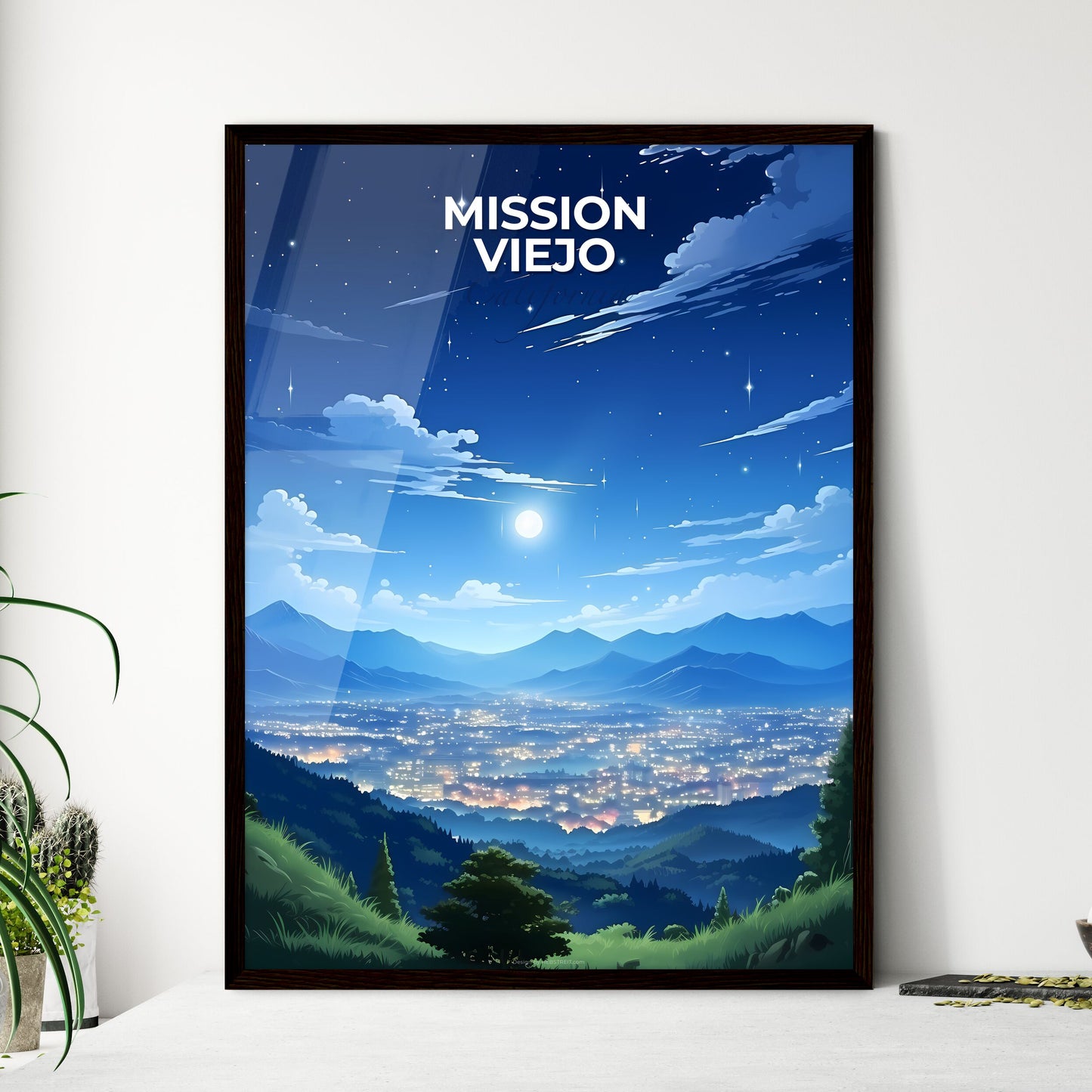 Mission Viejo, California, A Poster of a landscape of a city at night Default Title