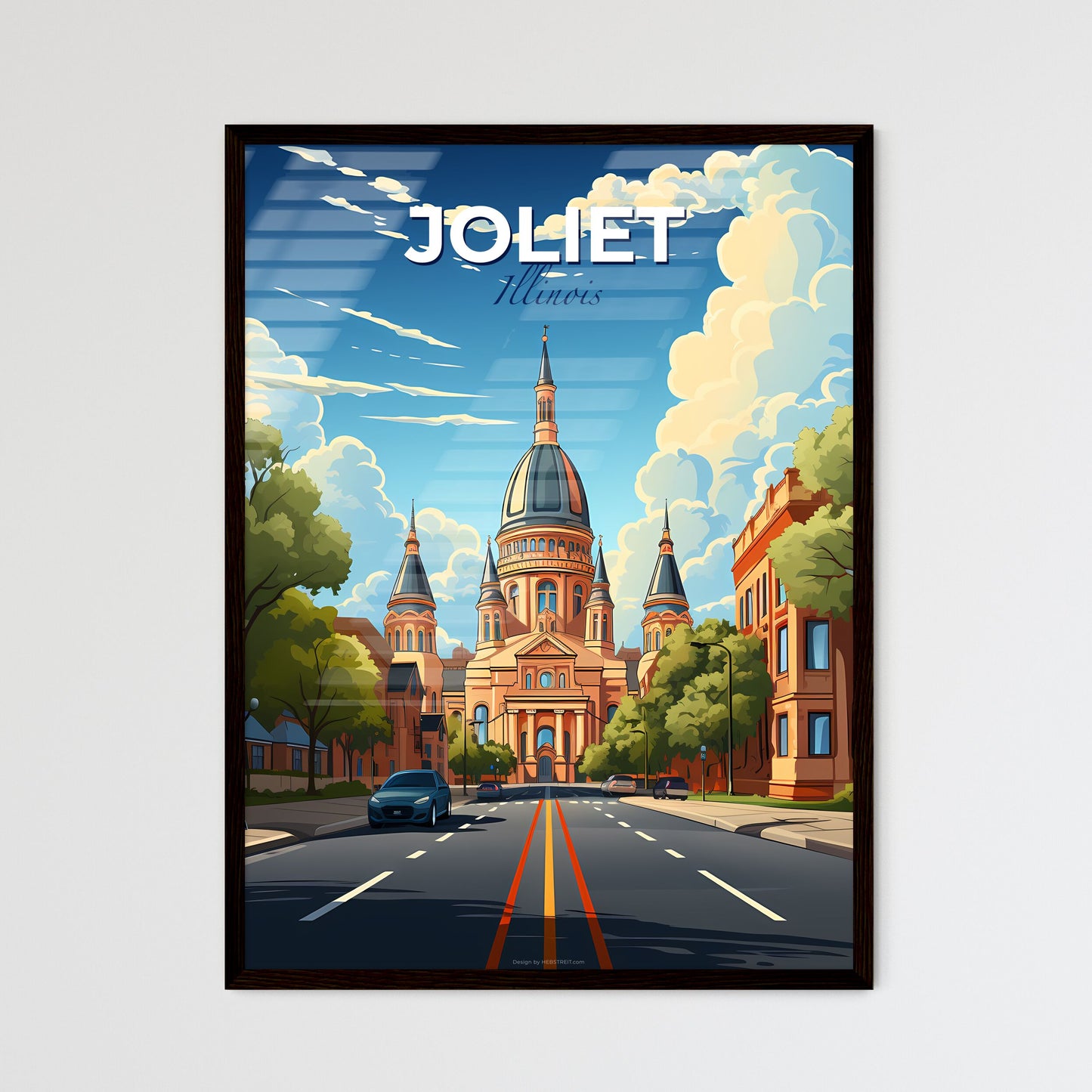 Joliet, Illinois, A Poster of a road with cars and a building Default Title