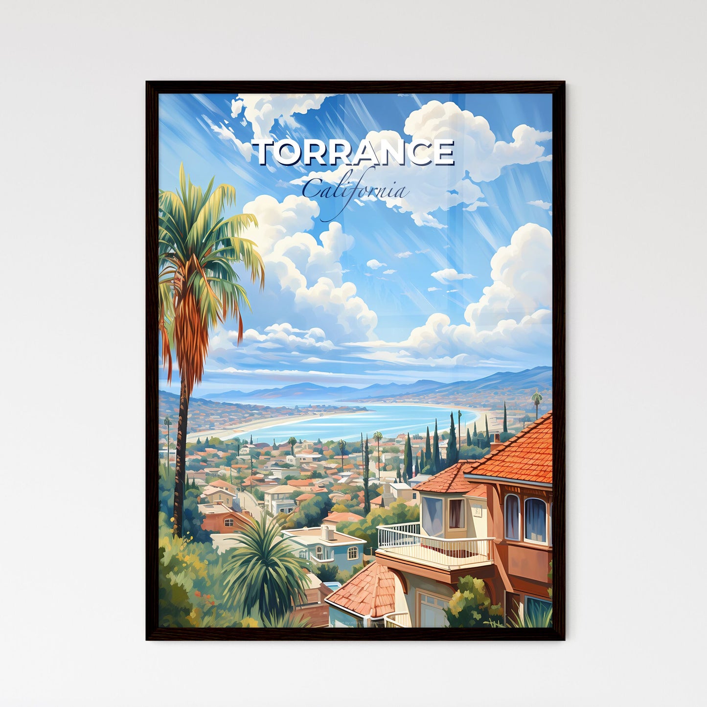 Torrance, California, A Poster of a view of a town from a hill Default Title