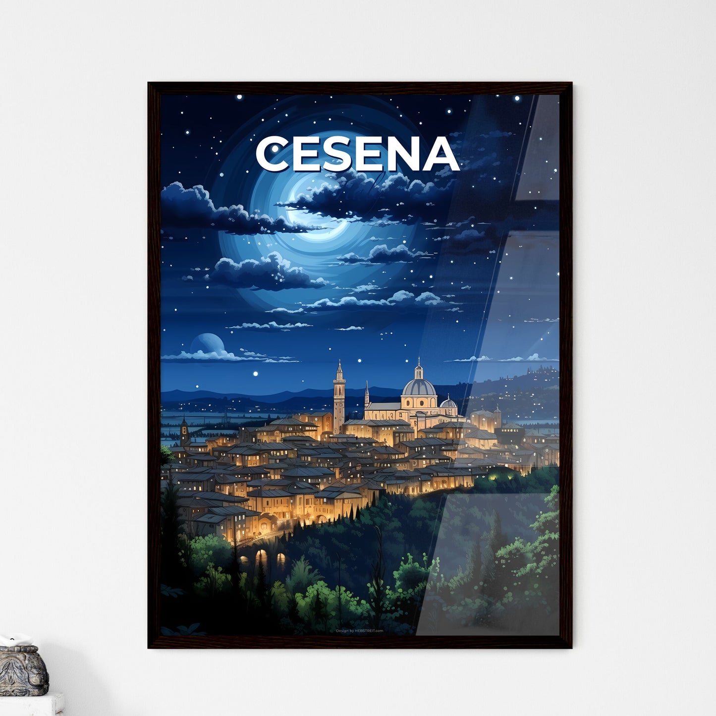 Cesena, Italy, A Poster of a city lit up at night Default Title