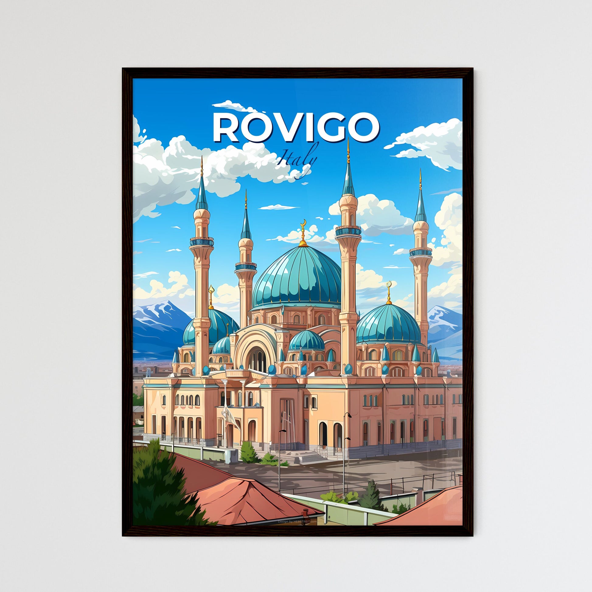Rovigo, Italy, A Poster of a building with towers and a blue dome Default Title