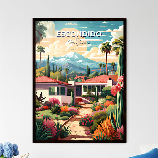 Escondido, California, A Poster of a house with a garden and mountains in the background Default Title