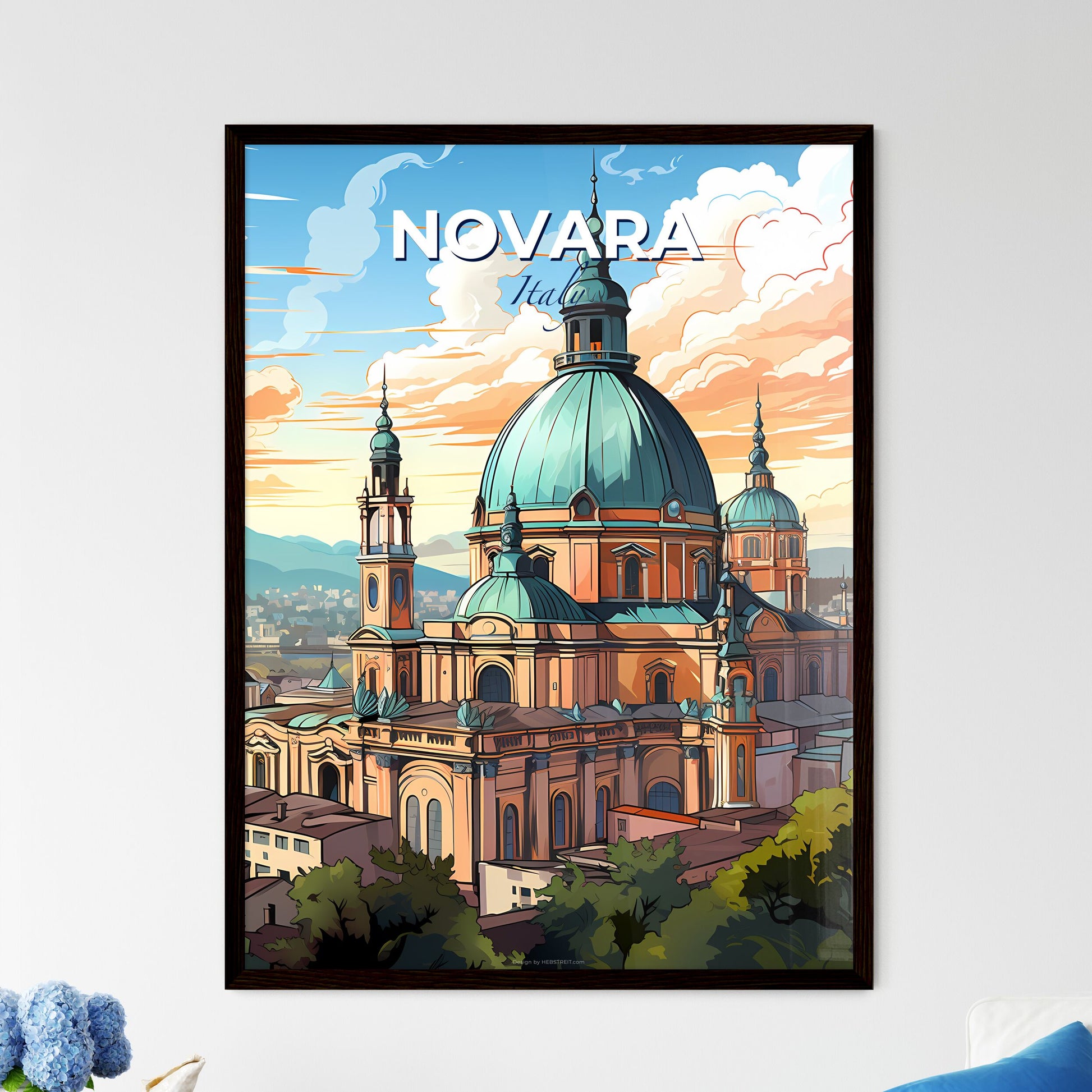 Novara, Italy, A Poster of a building with a dome and towers Default Title