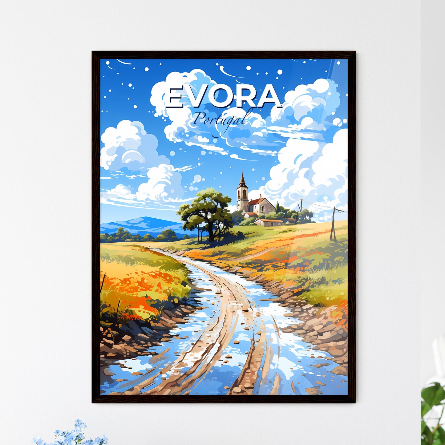 Evora, Portugal, A Poster of a river running through a field Default Title