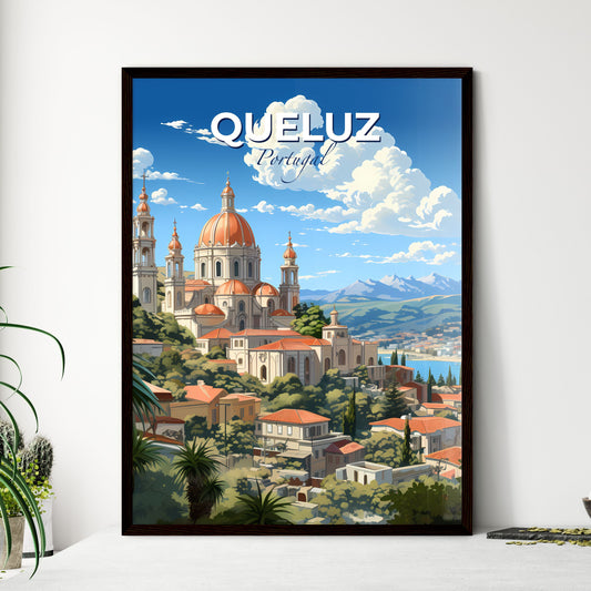 Queluz, Portugal, A Poster of a building with orange domes and a city in the background Default Title