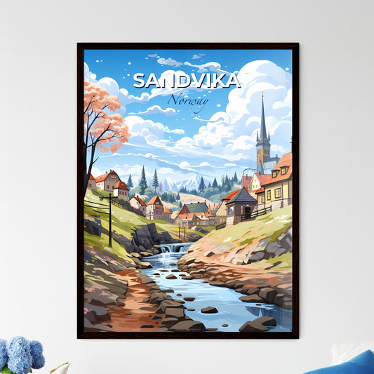 Sandvika, Norway, A Poster of a river running through a village Default Title