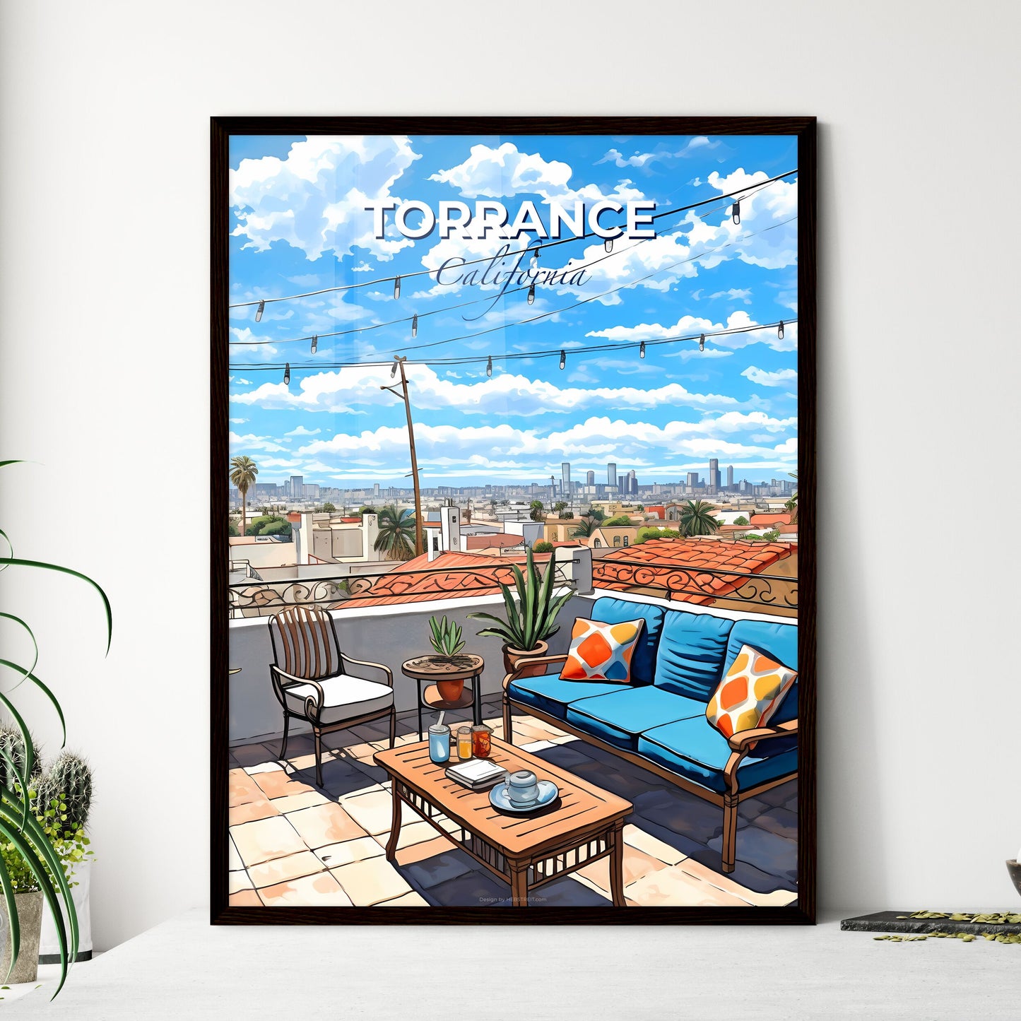 Torrance, California, A Poster of a patio with a view of a city Default Title