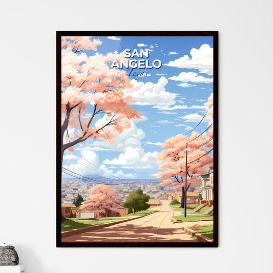 San Angelo, Texas, A Poster of a street with pink trees and houses on it Default Title