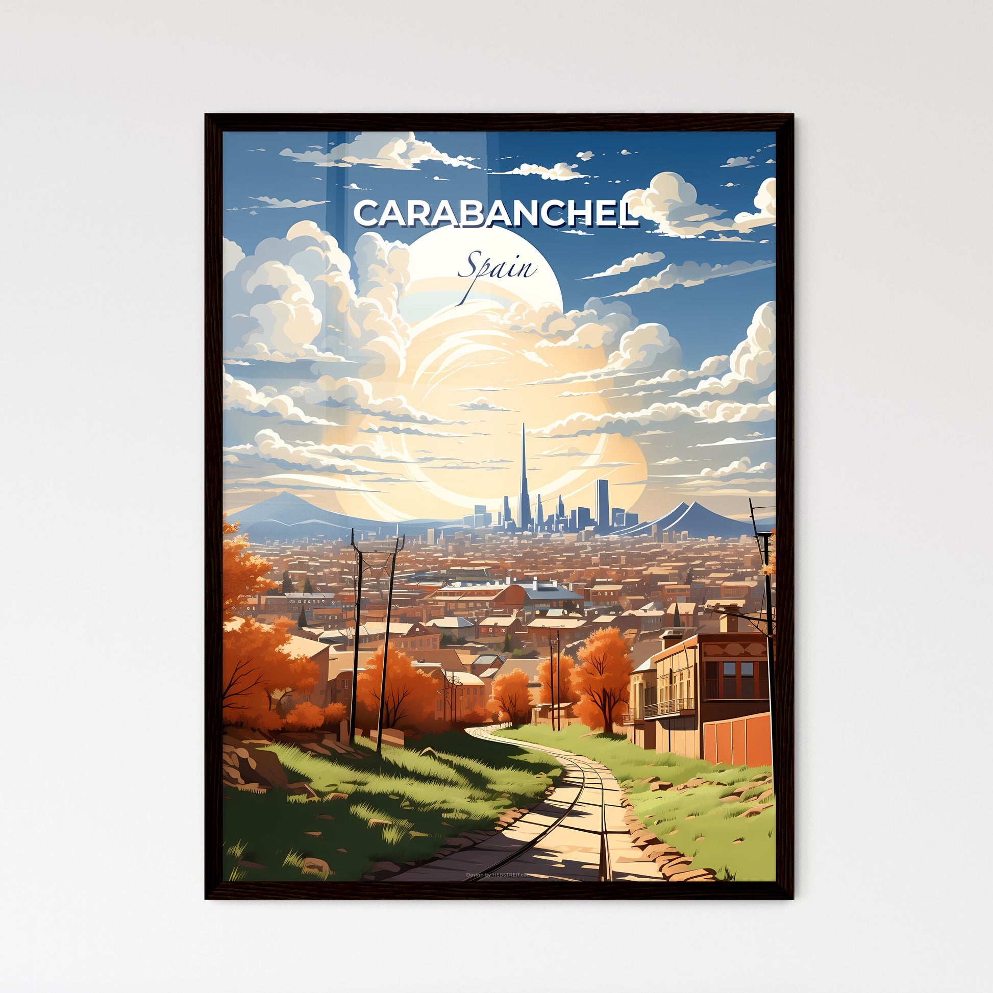 Carabanchel, Spain, A Poster of a city landscape with trees and buildings Default Title
