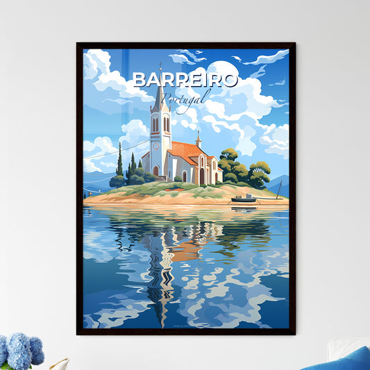 Barreiro, Portugal, A Poster of a church on an island with trees and a boat on the water Default Title