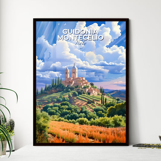 Guidonia Montecelio, Italy, A Poster of a landscape with a building on top of a hill Default Title