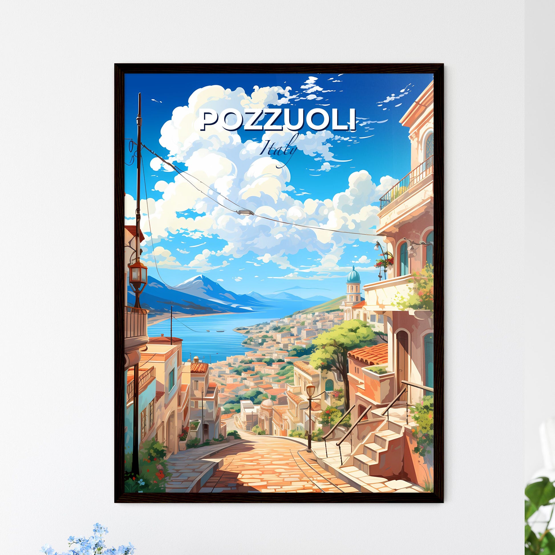 Pozzuoli, Italy, A Poster of a street with buildings and a body of water Default Title
