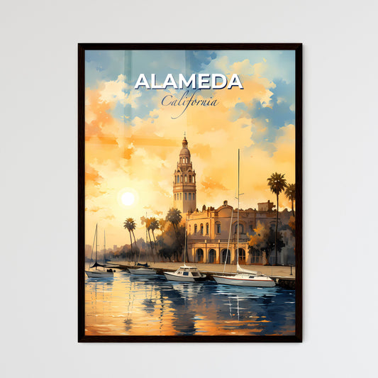 Alameda, California, A Poster of a water with boats and a building in the background Default Title