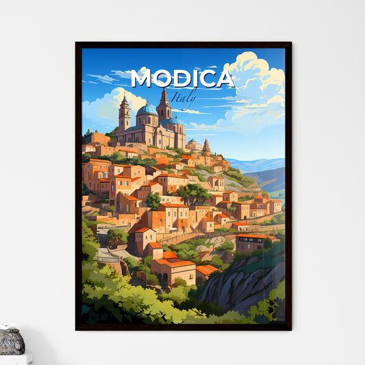 Modica, Italy, A Poster of a painting of a town on a hill Default Title