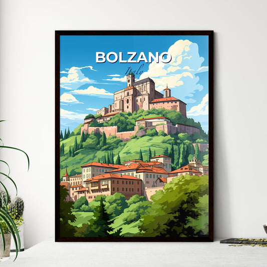 Bolzano, Italy, A Poster of a castle on a hill with trees and buildings Default Title