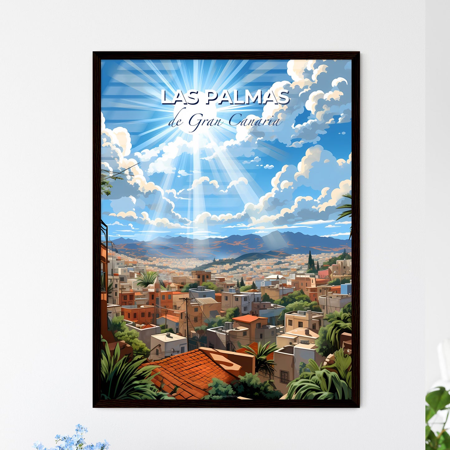 Las Palmas, de Gran Canaria, A Poster of a sun shining through clouds over a city Default Title