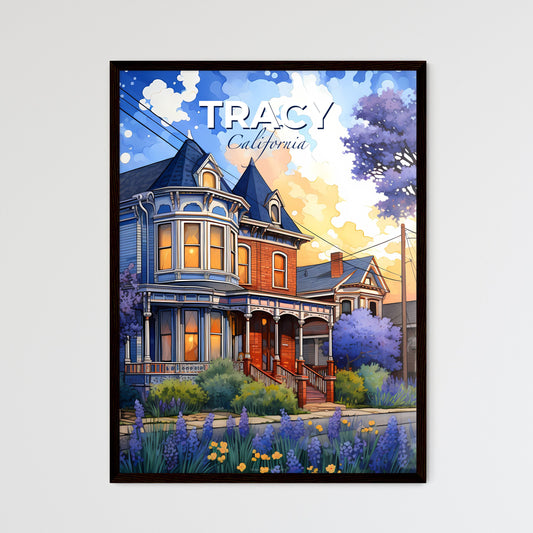 Tracy, California, A Poster of a house with purple flowers and trees Default Title
