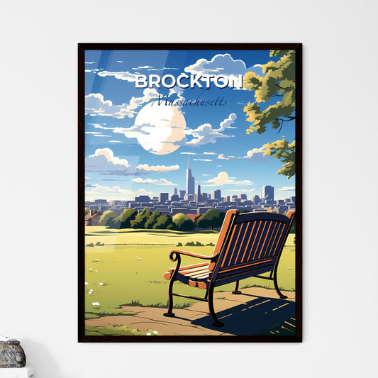 Brockton, Massachusetts, A Poster of a bench in a park with a city in the background Default Title
