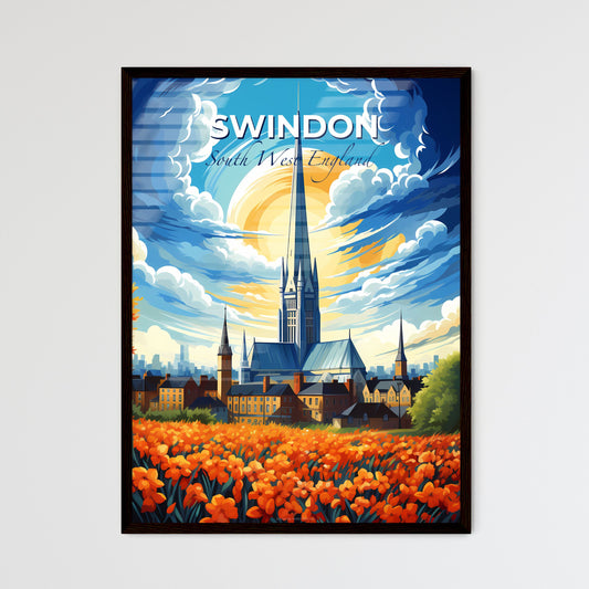 Swindon, South West England, A Poster of a painting of a church and a field of flowers Default Title