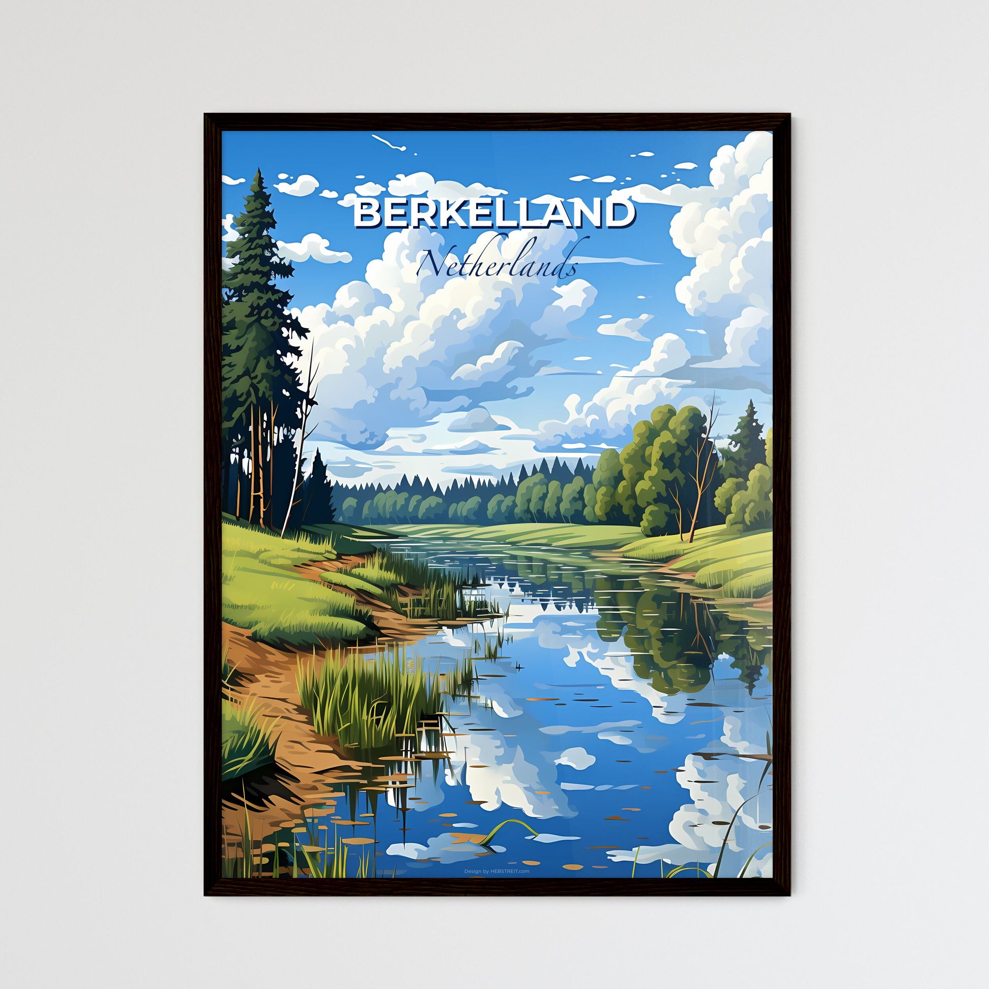 Berkelland, Netherlands, A Poster of a river with grass and trees Default Title