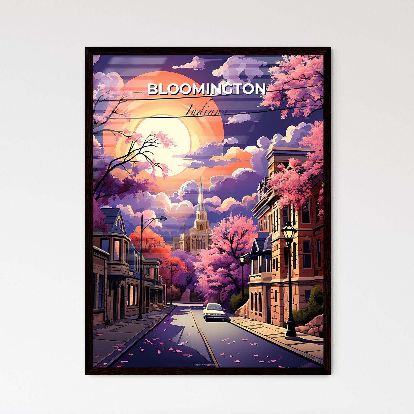 Bloomington, Indiana, A Poster of a street with trees and buildings in the background Default Title