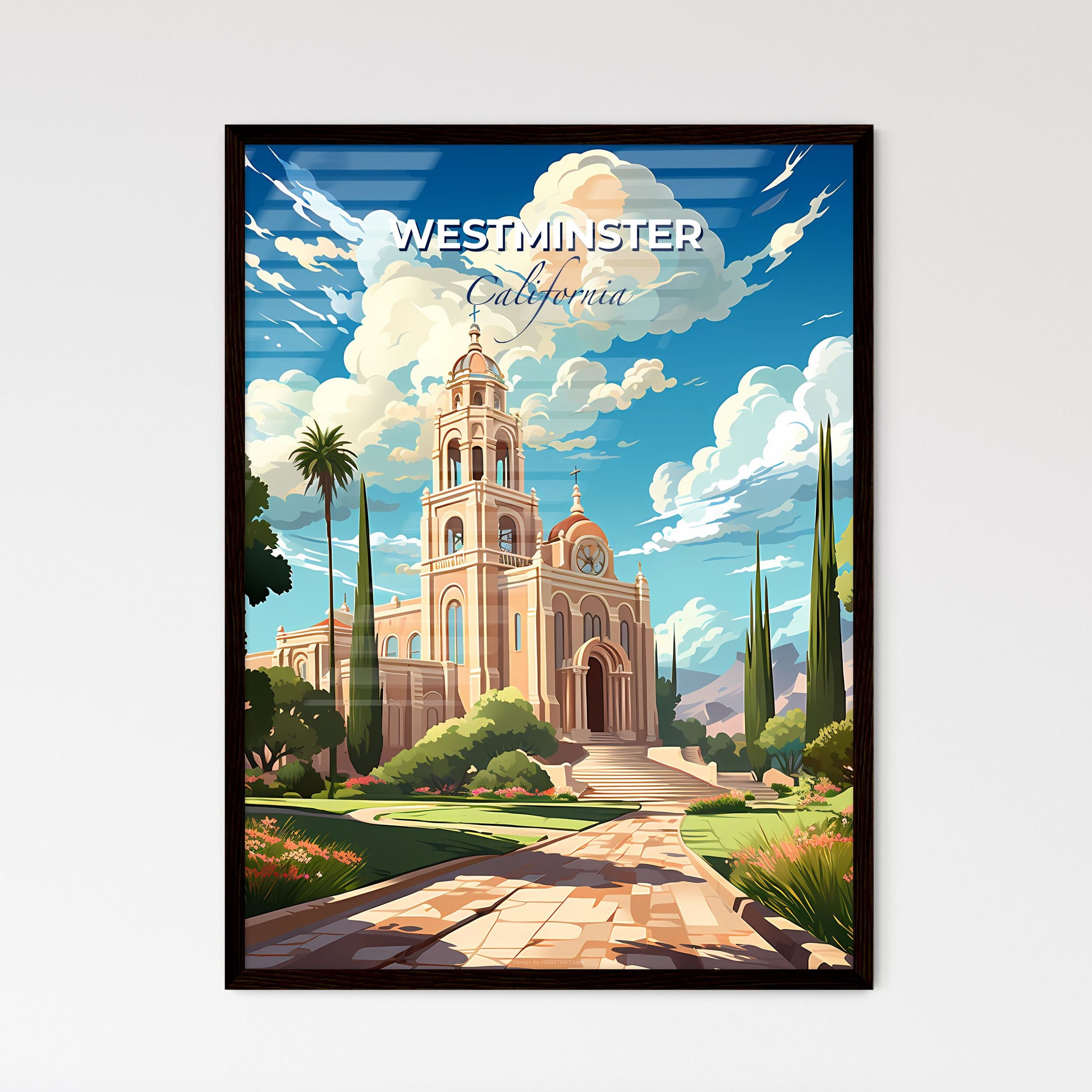 Westminster, California, A Poster of a building with a tower and a path Default Title