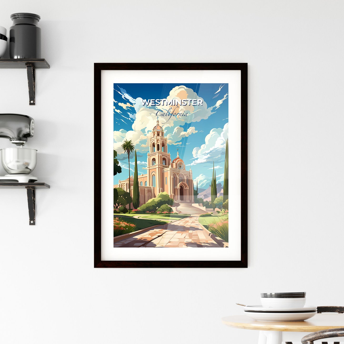 Westminster, California, A Poster of a building with a tower and a path Default Title