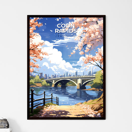 Coon Rapids, Minnesota, A Poster of a bridge over a river with pink flowers Default Title